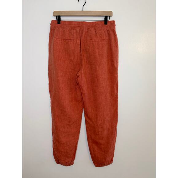 Athleta Retreat 100% Linen Jogger Pants Persimmon Coral Size 6P Coastal Resort - Picture 4 of 11